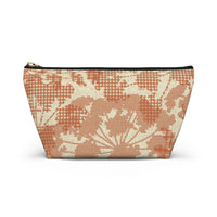 Floral Plaid Accessory Pouch w T-bottom in Orange